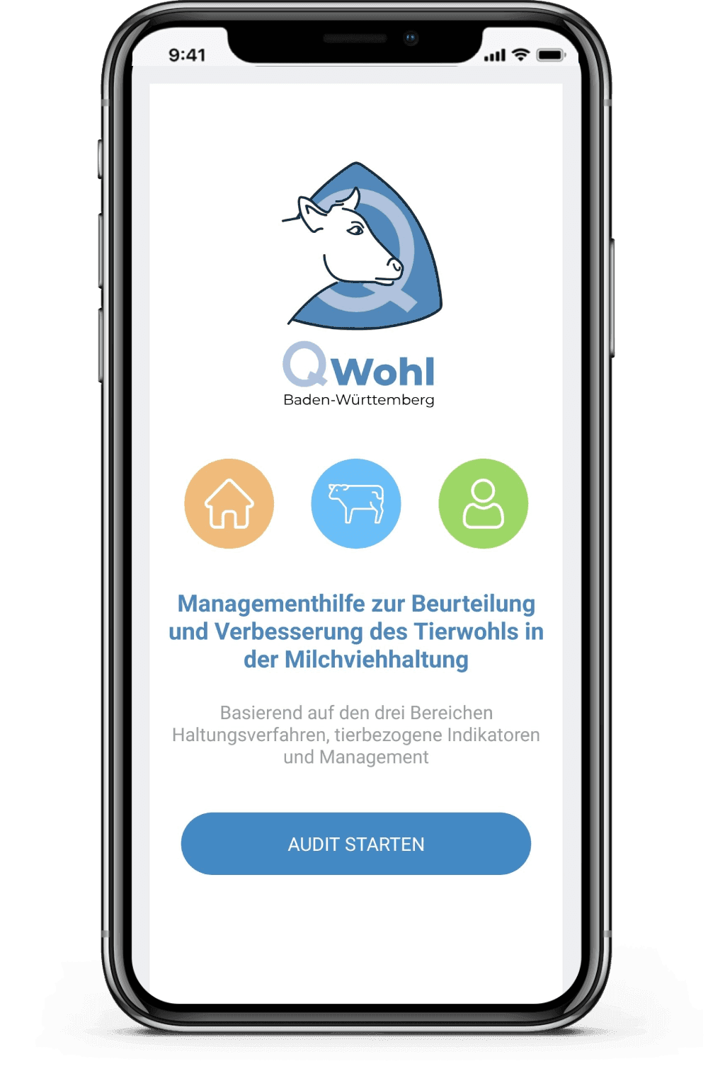 Startseite der App unter Apple iOS